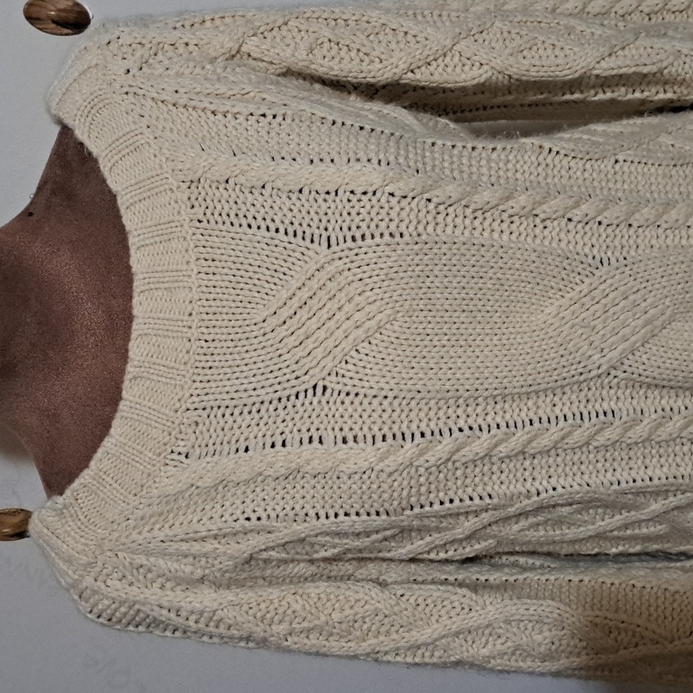 B65 JODIFL Cable Knit Sweater Deary Sz Sm Wide Ribbed Hems Crew Neck Oversized - Picture 2 of 9